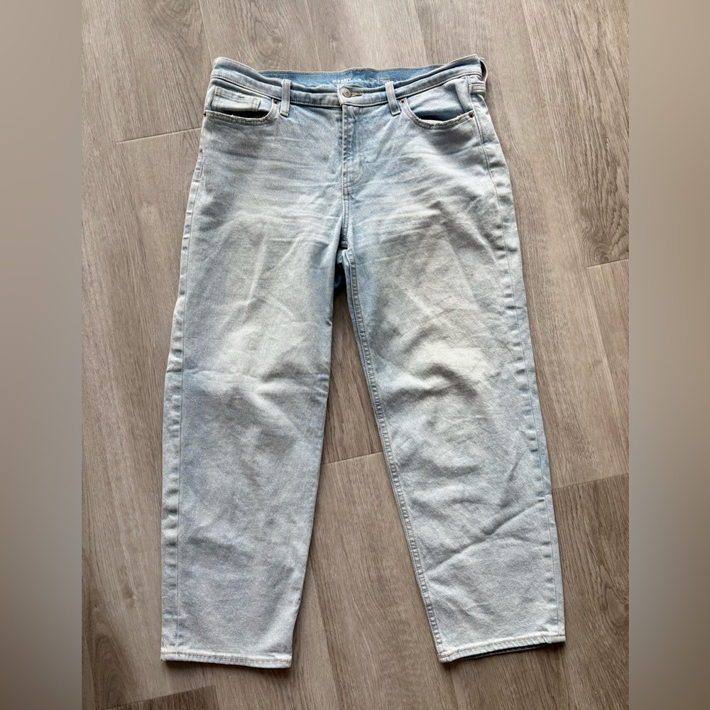 Old Navy Women's Light Blue Straight Leg Jeans boyfriend loose mid rise - Picture 3 of 5